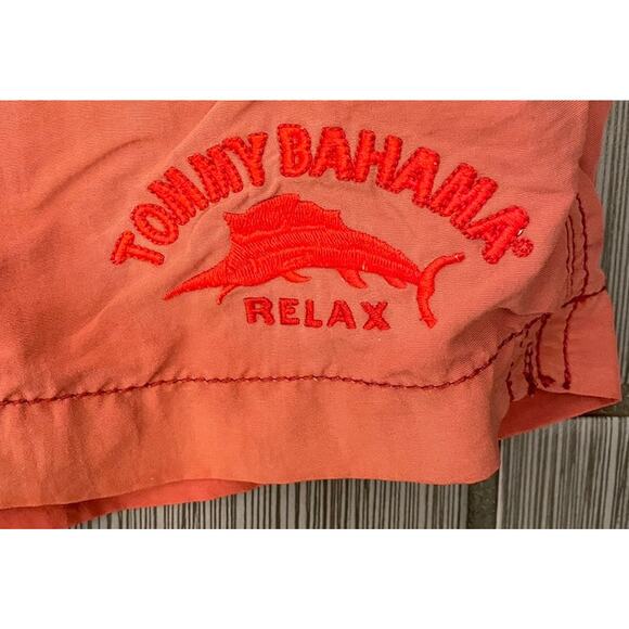 Tommy Bahama Swim Lined Board Shorts XL Orange Cargo Short Pocket Drawstring - Picture 2 of 7